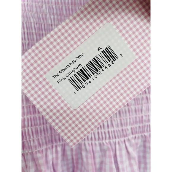 Hill House Athena Nap Dress Size XL Pink Gingham Puff Sleeve Square Neck - Picture 11 of 12